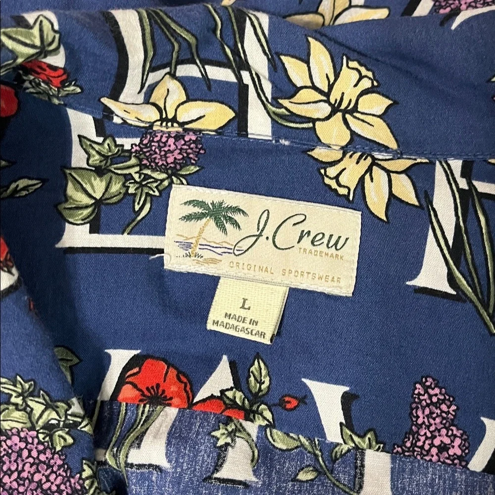J. Crew Hawaiian Shirt Tropical Floral Print Large